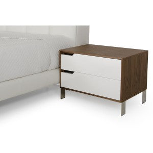 Modrest River Modern White & Walnut Nightstand