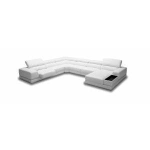 Divani Casa Chrysanthemum - Modern White Eco-Leather Sectional Sofa