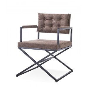 Modrest Cosme Modern Brown Leatherette Dining Armchair
