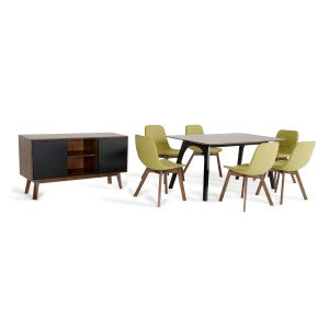 Modrest Laken Modern Walnut & Green Tea Dining Set