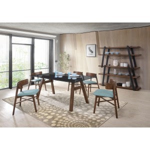 Modrest Travis Modern Blue & Walnut Dining Set