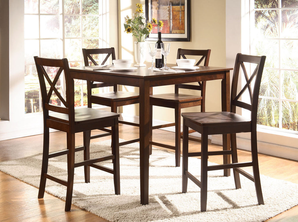5 Piece Wooden Counter Height Dinning Set