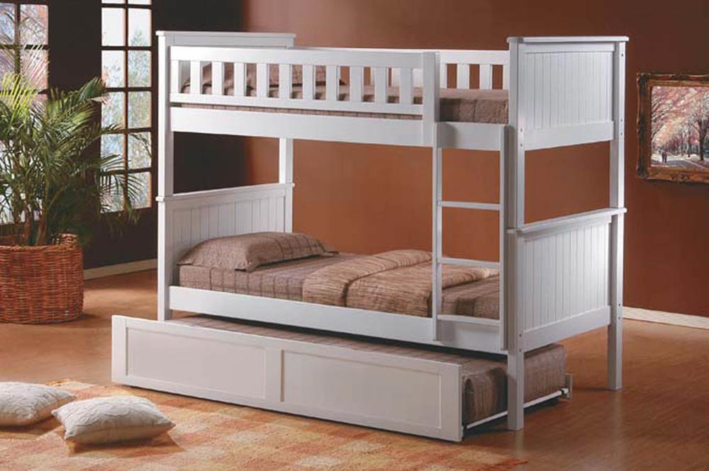 White Bunk with Trundle Bed