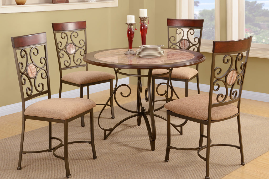 French Fashion with Metal Frame Dining Table and Chair Set
