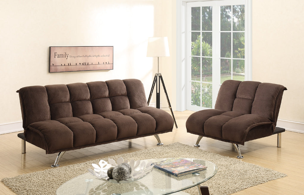 Chocolate Padded Suede Adjustable Sofa