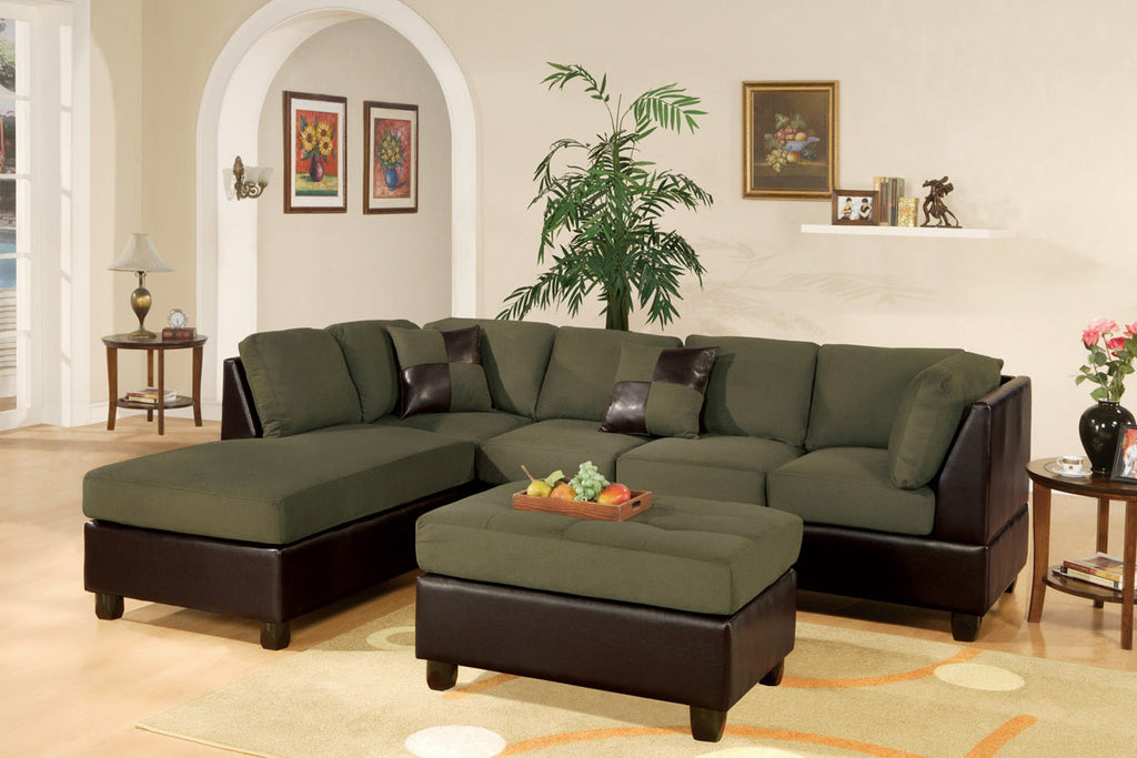 Microfiber Plush Sectional Set with Ottoman
