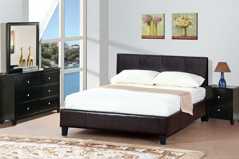 Queen Brown or Grey Platform Bed with Mattress