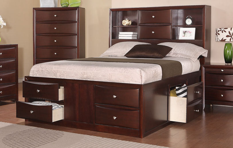 Queen Chest Bed with Bookcase Headboard