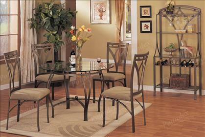 5 Piece Dining Room Collection Brushed with Deep Golden Brown Tones