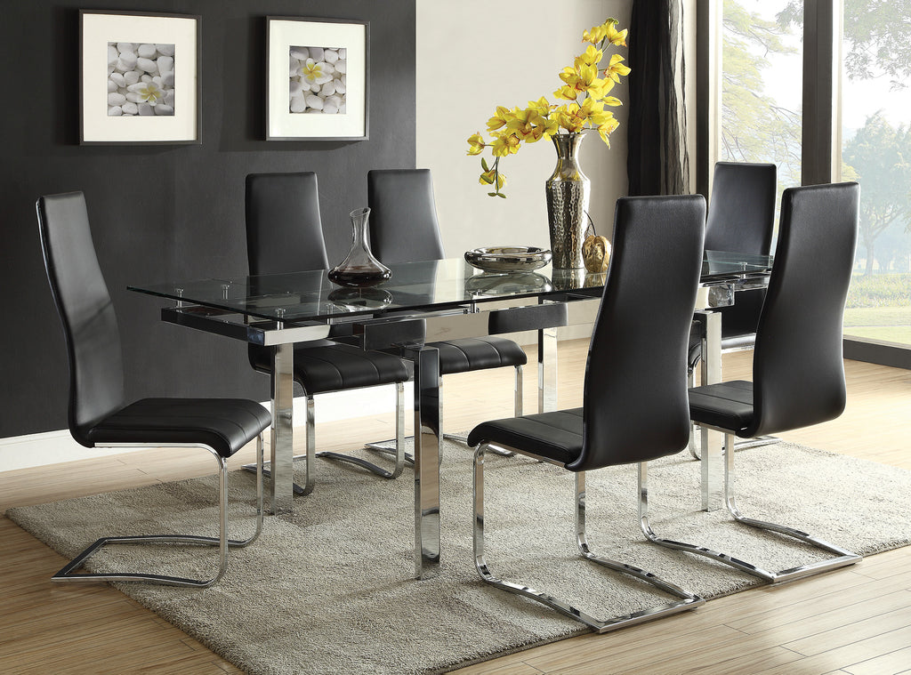 5 Pcs Contemporary Dining Room Set With Glass Table
