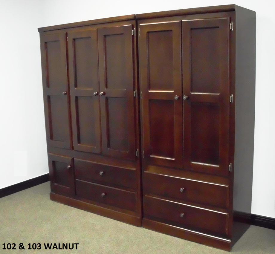 2 Pcs Large Walnut Finish Wardrobe