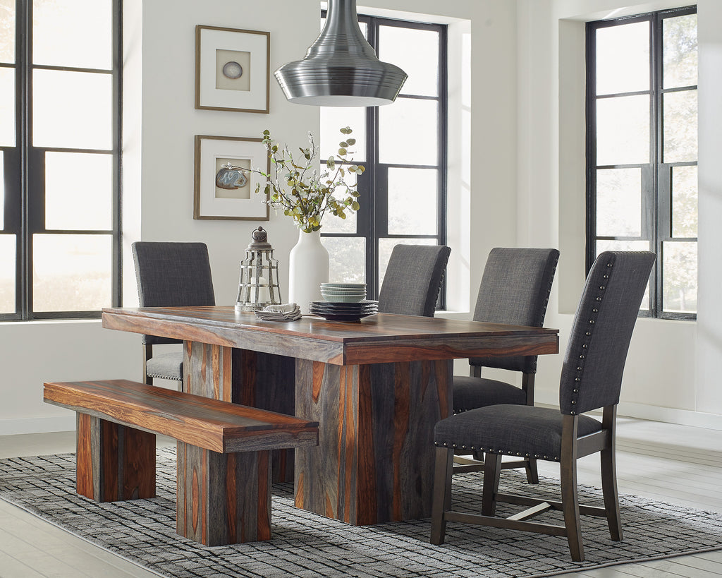 Binghamton Rustic Dining Table Set with Bench-color option