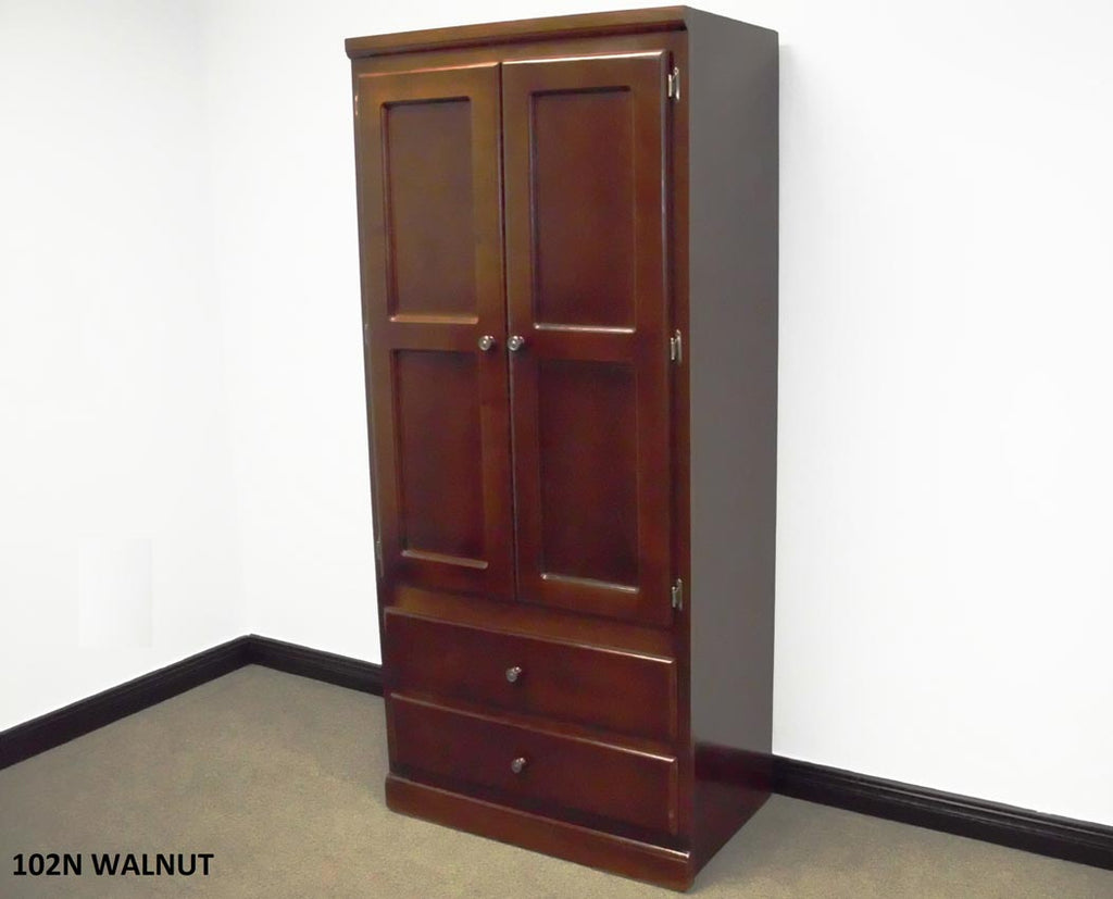Tall Walnut Finish Wardrobe