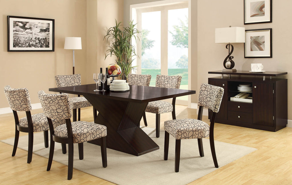 7 Piece Modern Table Set with Upholstered Chairs