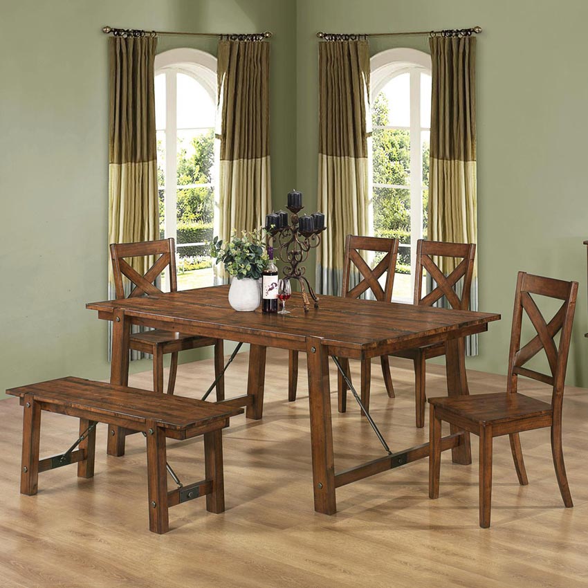 6 Pcs Rustic Dining Table Set
