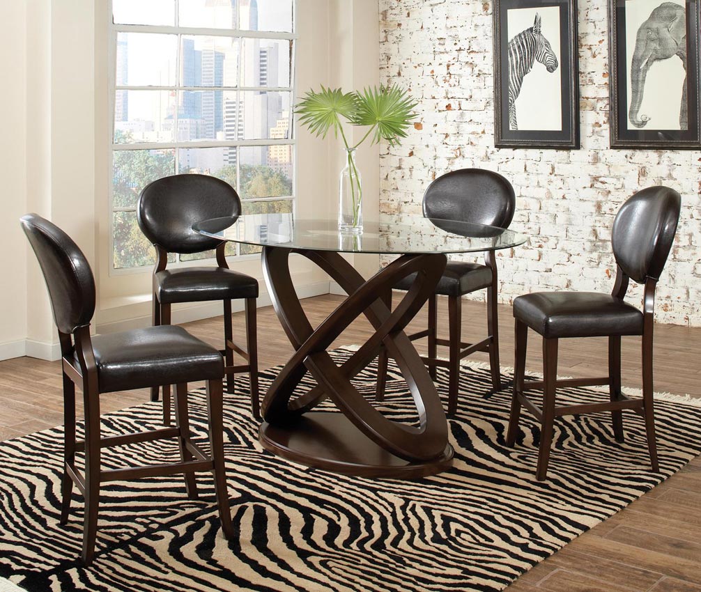 Daphne 5 Piece Counter Height Table Set with Oval Tempered Glass Top