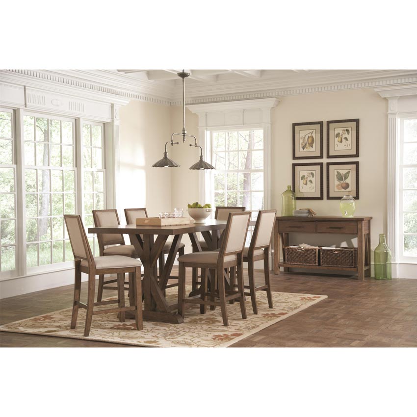 7 Pcs Bridgeport Rustic Counter Height Table Set