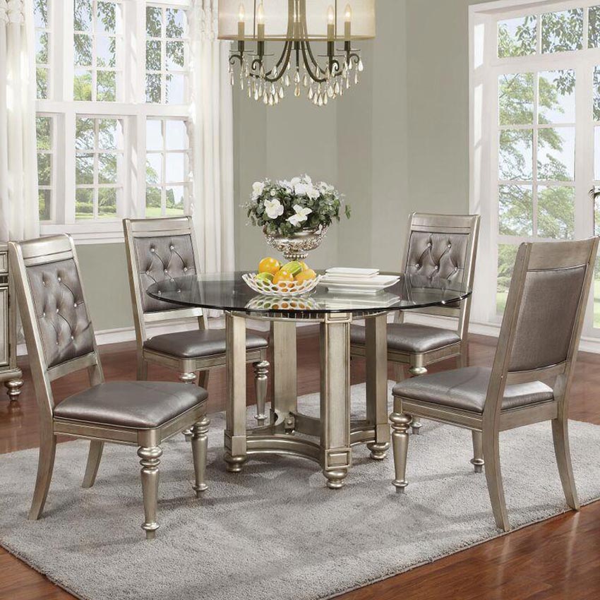 5 Pcs Danette Collection Round Glass Table Set