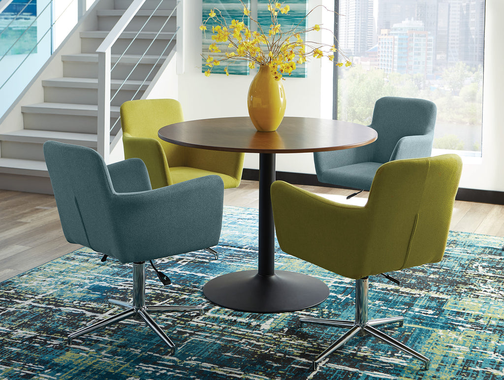 5 Pcs Montoya Modern Round Dining Table Set- by Scott Living
