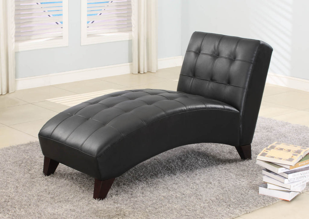 Black Faux Leather Lounge Chaise