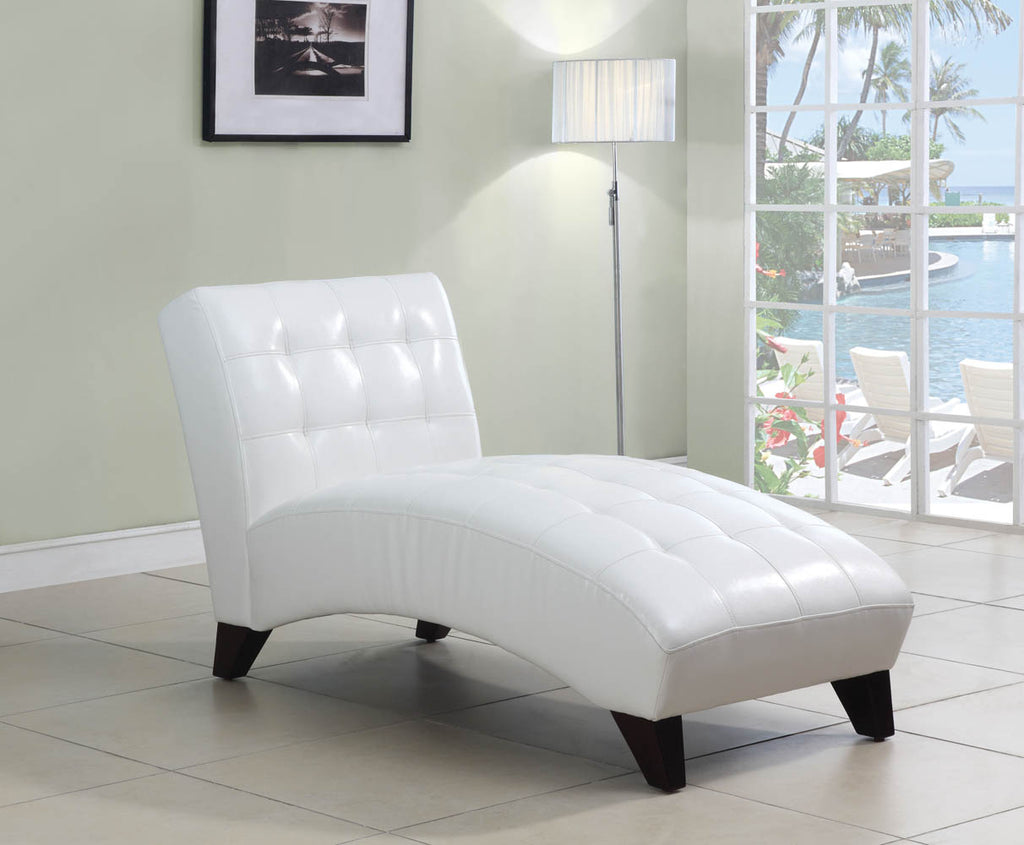 White Faux Leather Lounge Chaise