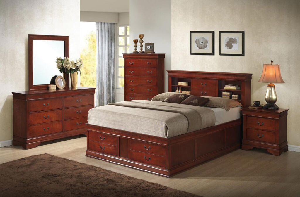 Cherry Finish Storage Bed