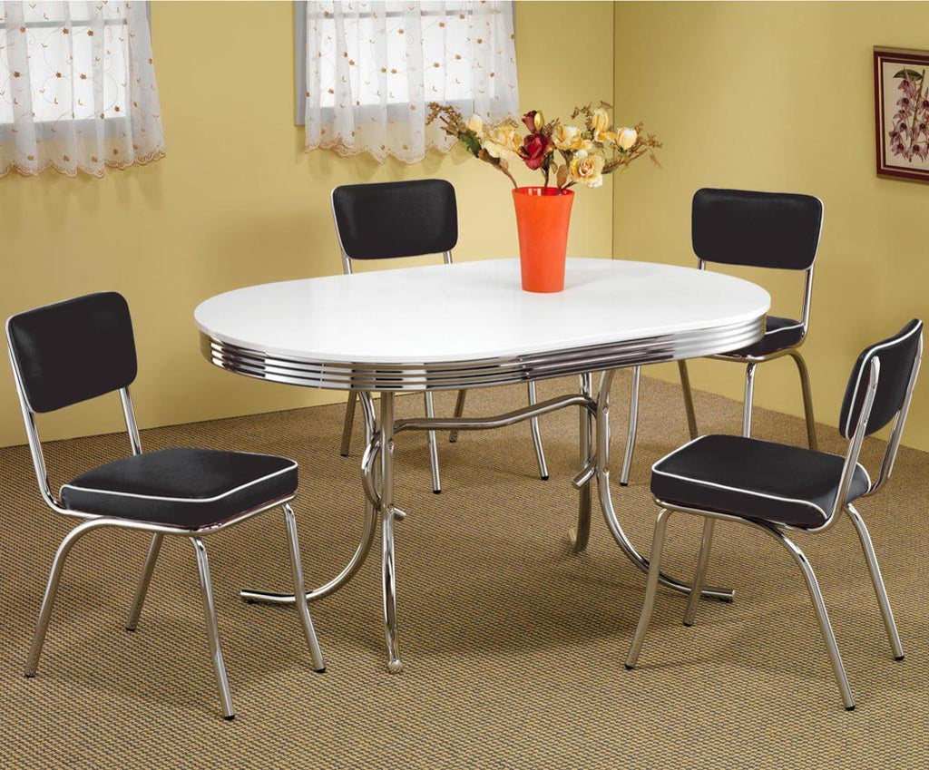 5 Pcs Cleveland Chrome Plated Side Chair with Black Cushion