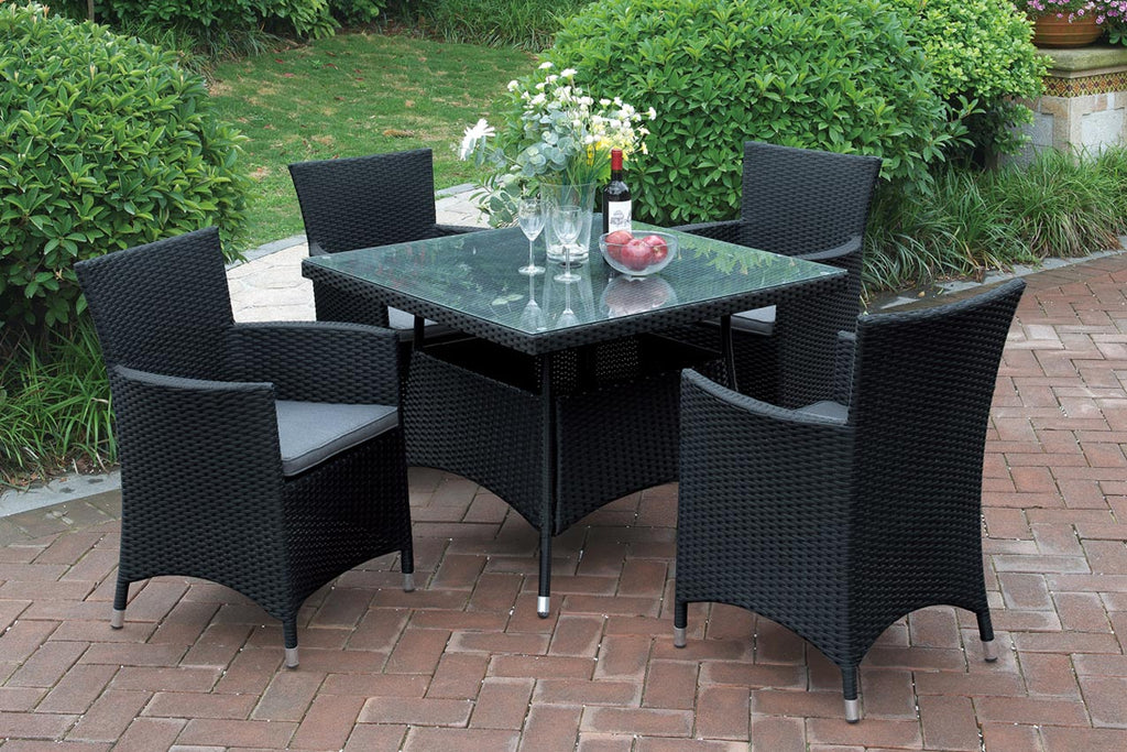 5 Pcs Black Patio Table Set
