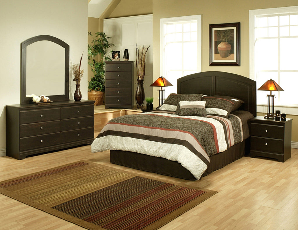 5 Piece Espresso Finish Queen Panel Bed Set