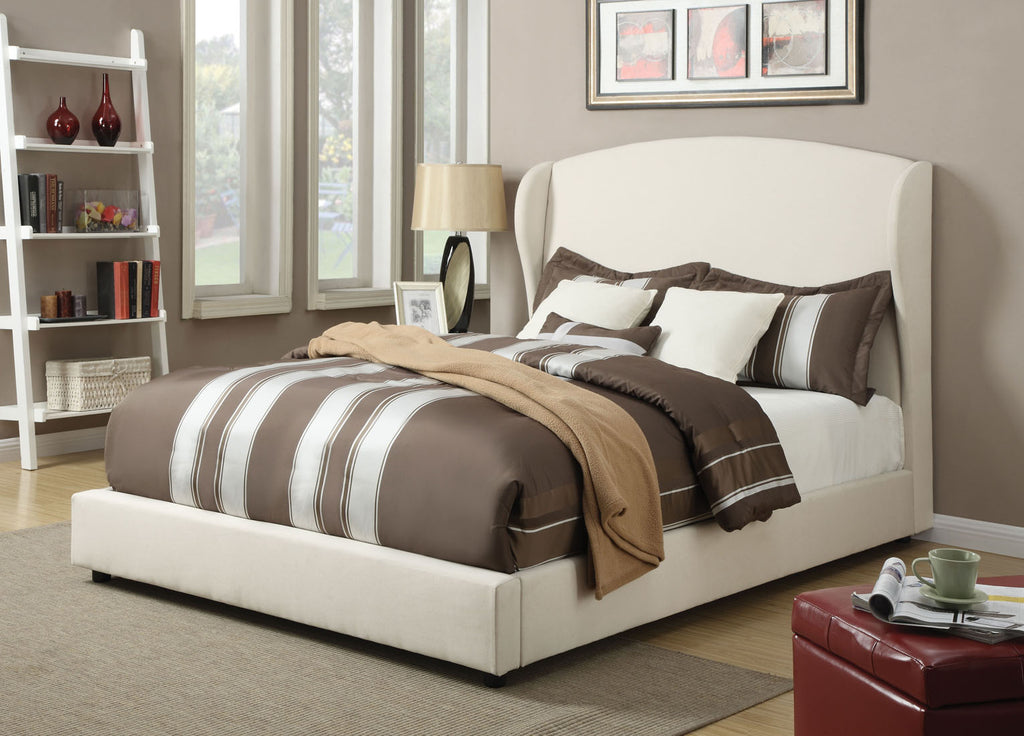 White Linen Queen Bed Frame
