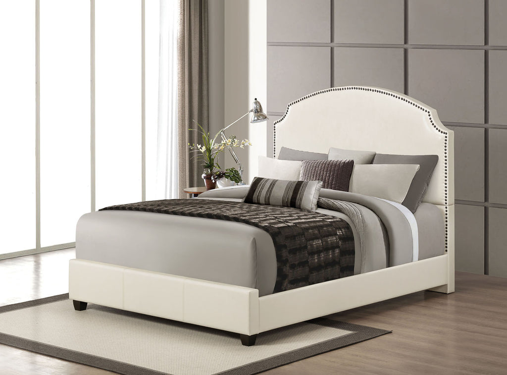 Cream Leather Queen Bed Frame