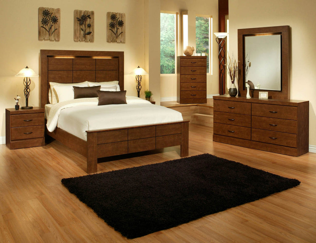 5 Piece Birch and Espresso Finish Queen Bedroom Set
