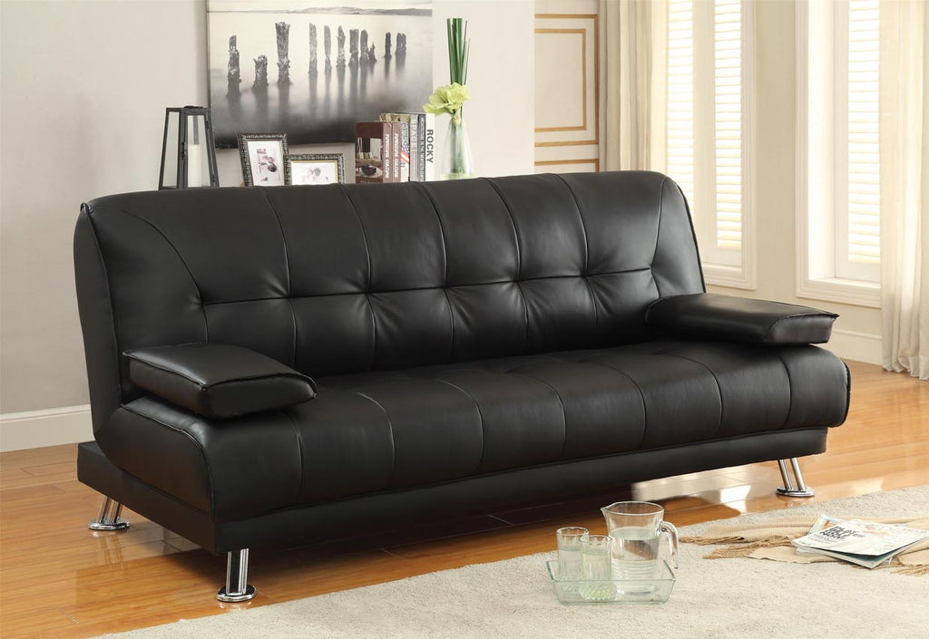 Contemporary Black Leatherette Futon