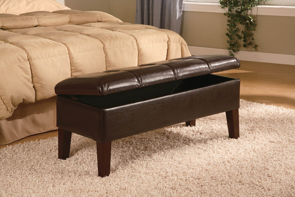 Faux Leather Storage Bench