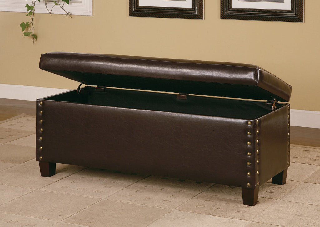 Faux Leather Storage Bench