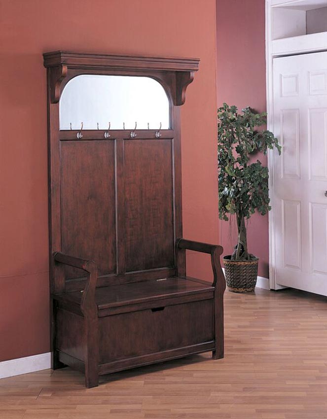 Brown Red Transitional Hall Tree