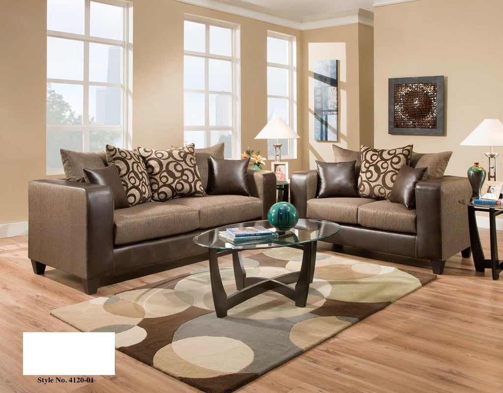 2 Pcs Brown Modern Sofa Set