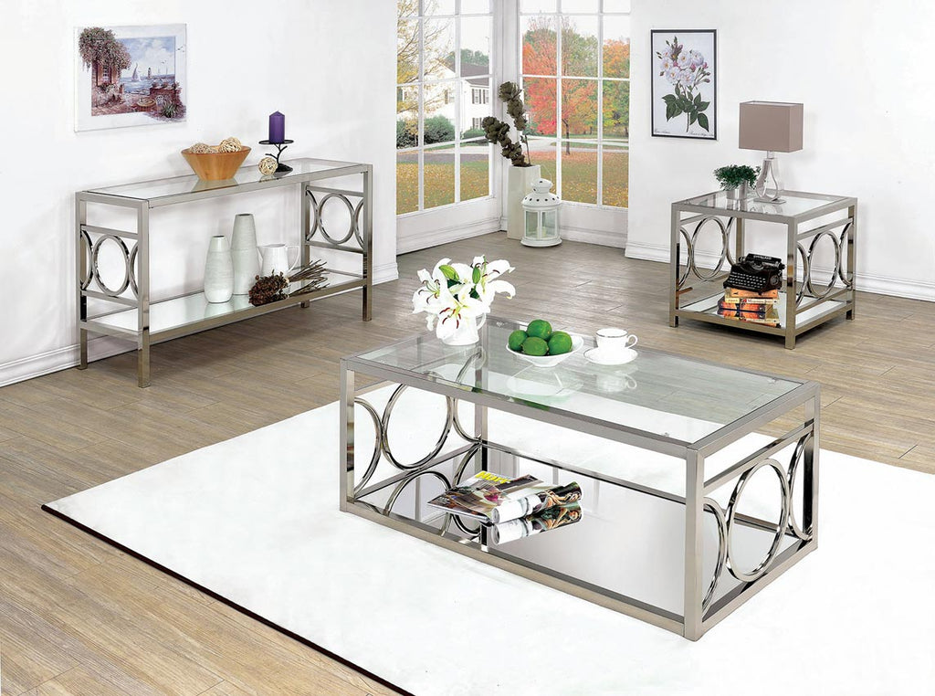 Side Circle Metal and Glass Coffee Table