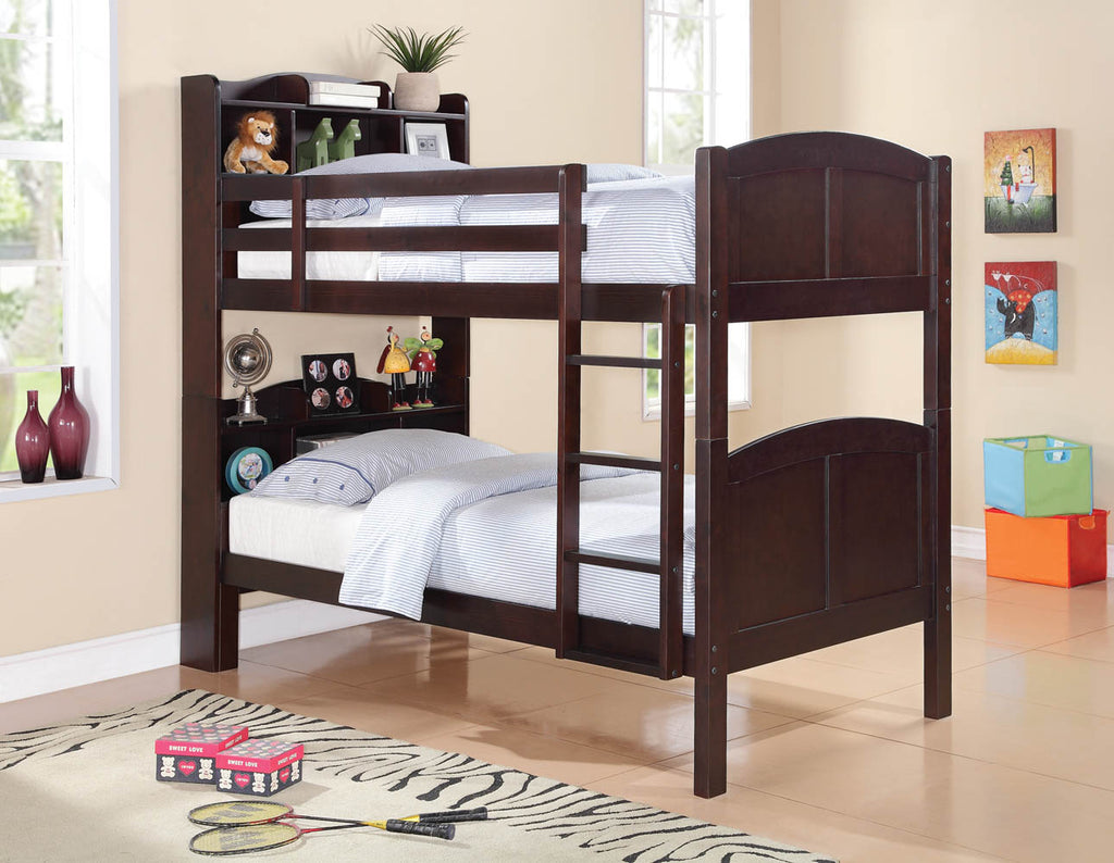Espresso Finish Book Case Bunk Bed