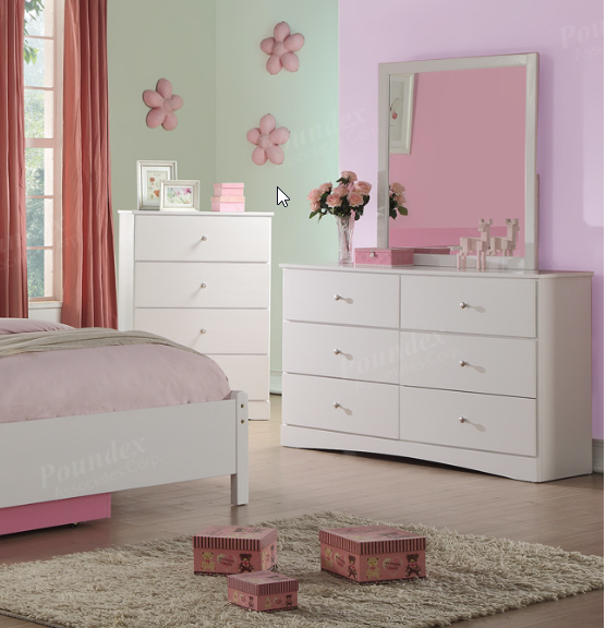 58" White Dresser/ Mirror
