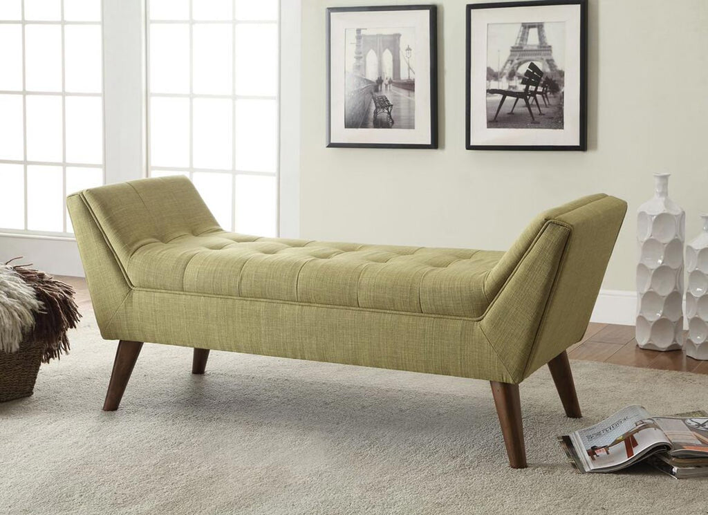 Green Linen Retro Bench