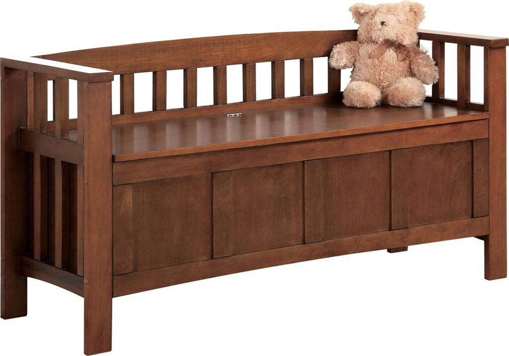 Brown Wooden Storage Bench