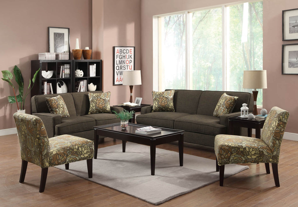 2 Piece Chocolate Fabric Sofa Set