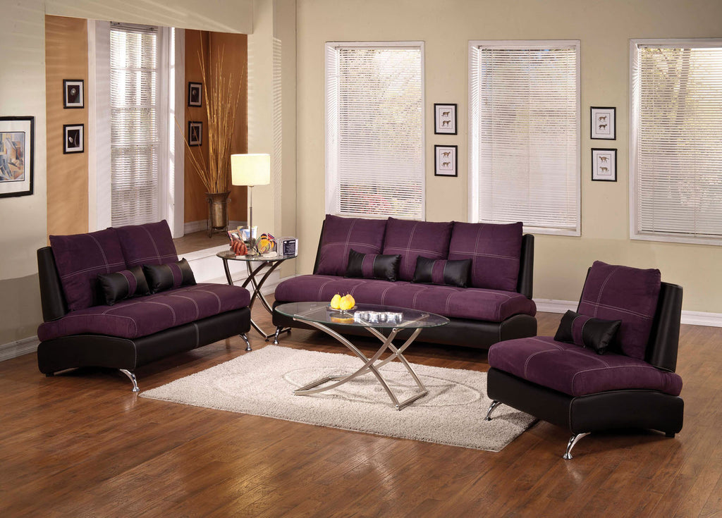 2 Piece Purple Suede Sofa Set