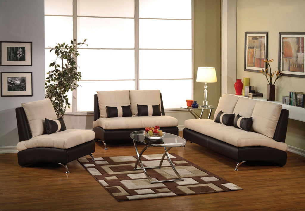 2 Piece Sand Suede Sofa Set