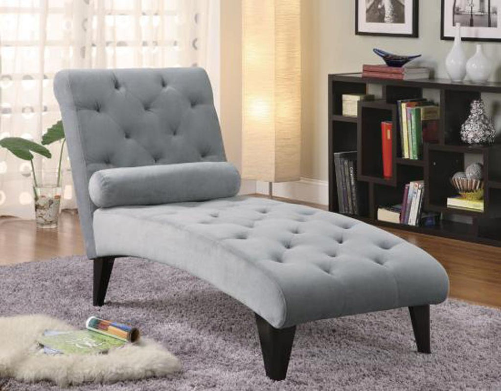 Grey Velour Microfiber Chaise