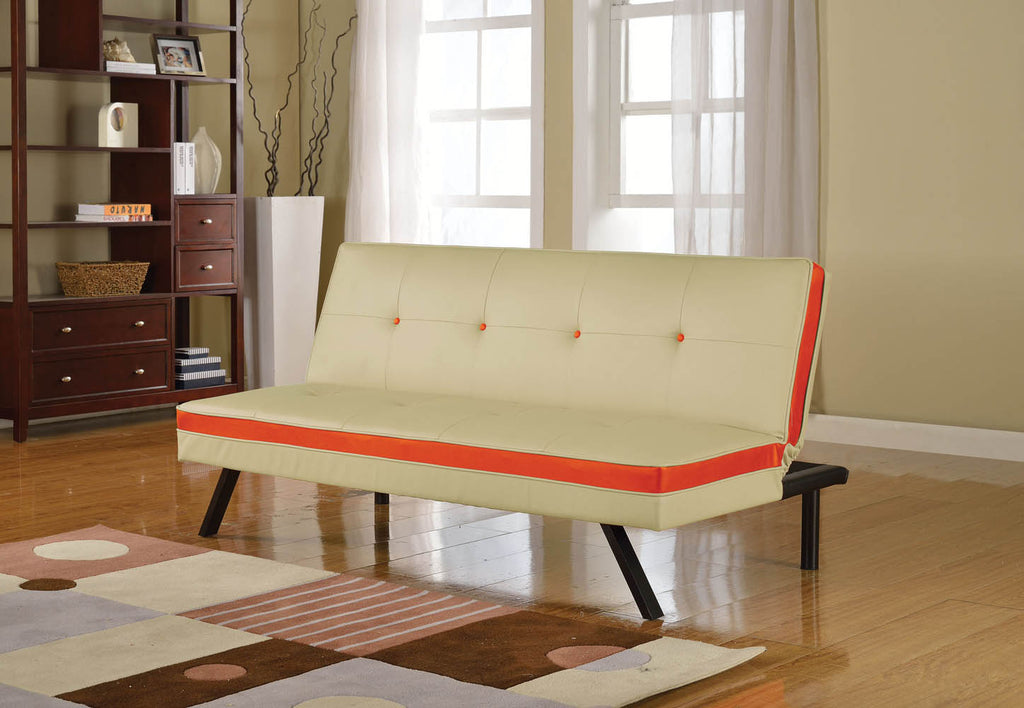 Cream and Red Sofa Bed