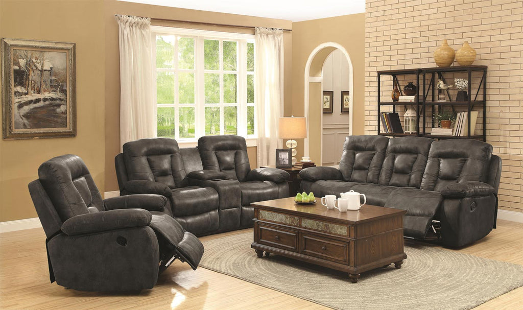 2 Pcs Evensky Grey Recliner Sofa and Love Seat