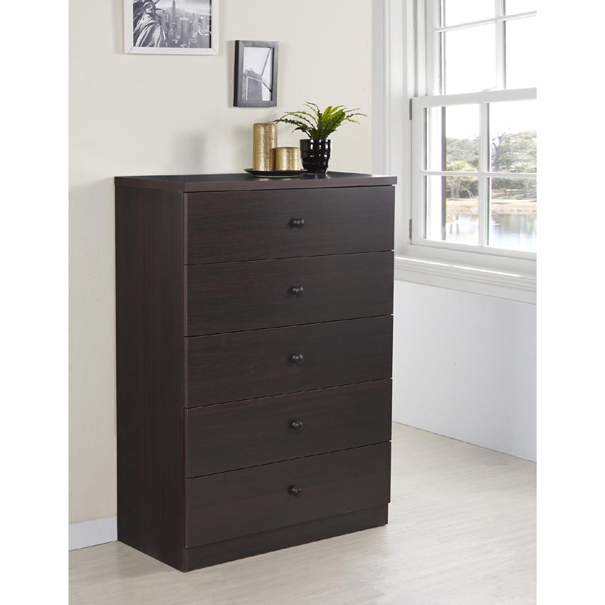 Affordable Espresso 5 Drawer Chest