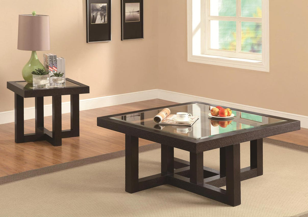 Contemporary Coffee Table with Tempered Glass Top